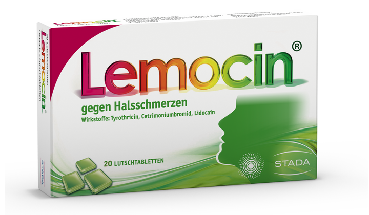 Packung Lemocin Lutschtabletten gegen Halsschmerzen Packung Lemocin Lutschtabletten gegen Halsschmerzen